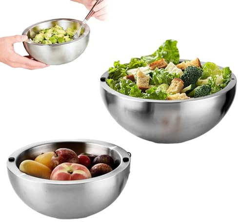 Dip Chiller Bowl en acier inoxydable, bol de service Party Frozen Ice Capacity, Salad Bowl double paroi Insulated Bowl pour salsa, guacamole, condiments, sauces et aliments chauds ou froids (L)