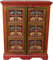 GURU SHOP Bemalter Elefantenschrank, Beistellschrank, Kommode mit Schnitzerei - Modell 3, Rot, 96x78x33 cm, Kommoden & Sideboards