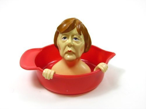 Inkognito Zitronenpresse ''Angie'' aus stabilem Gießharz, handbemalt, lebensmittelechten Farben - Squeeze it! Ø 12 cm, Höhe 10 cm • 40580-alt-1 ''Angela Merkel Zitronenpresse Künstler