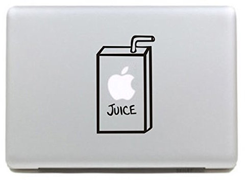 NetsPower® Monogram Design Vinyl Decal Sticker Power-up Art Black for Apple MacBook Pro/Air 13 15 Inch - Apple Juice 2