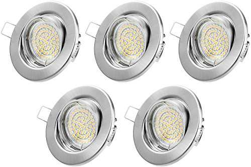 TEVEA LED Einbaustrahler Dimmbar GU10 Warmweiss 250lm - Chrom Gebürstet - Einbauleuchten - Einbauspots