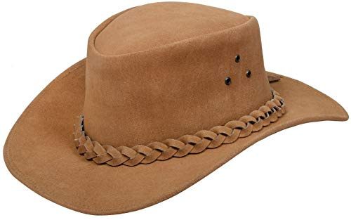 Australiensisk unisex västerländsk stil cowboy outback äkta mocka läder australiensisk buske hatt