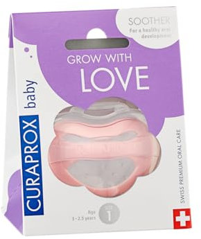 Curaprox Baby Schnuller Grösse 1 Für Kleinkinder Von 1–2,5 Jahren | Biofunktionelles Design Für Kieferentwicklung & Atmung | BPA-frei, Rosa, Mit Reinigungs- & Tragetasche | in Der Schweiz Hergestellt