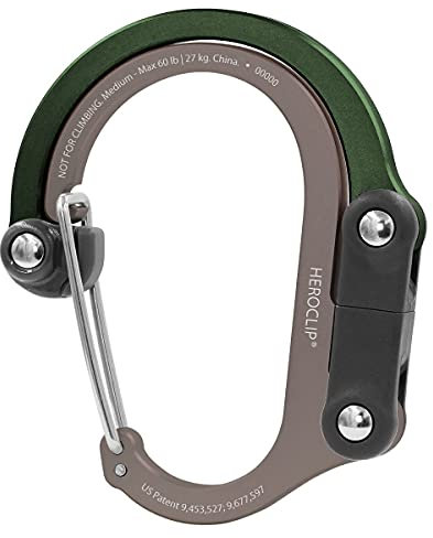 HEROCLIP Karabiner Medium - Doppelkarabiner drehbar - Haken für Kinderwagen, Handtasche & Rucksack - Leicht und robust - Schlüsselanhänger mit Multifunktion für Camping, Angeln, Wandern oder Reisen