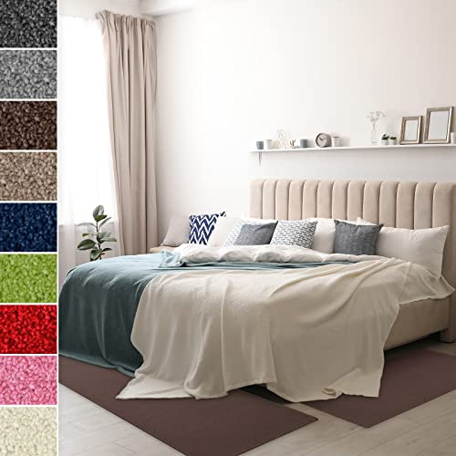 Juego de 3 alfombrillas para cama de terciopelo Dynasty en 3 tamaños (ancho: 80 cm, largo: 1 x 300 cm y 2 x 150 cm, barro)