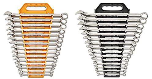 GEARWRENCH 30 Piece 12 Point Long Pattern Combination SAE/Metric Wrench Set with Wrench Racks (1/4-1 in., 8-22 mm) - 81937