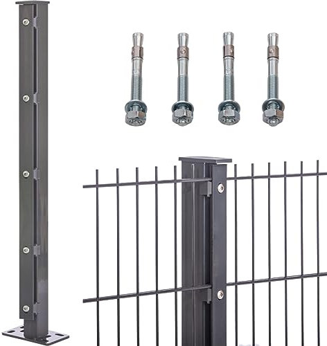 Doppelstabmattenzaun zum Aufdübeln 656 in Anthrazit | Gartenzaun | Stabmattenzaun | mit Fußplatte 300mm | 10-183 cm