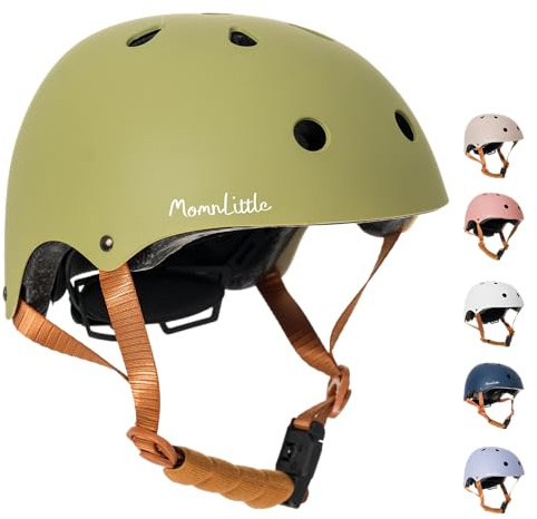MomnLittle Kids Helmet with Quick Pinch-Free Magnetic Buckle CPSC Certified Bike Helmet for Toddler Boys and Girls (Green Olive, X-Small: 18.8-20.08 / 48-53cm)