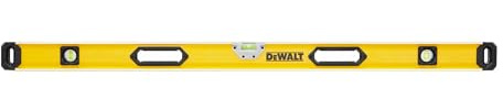 DeWALT Box Beam Level 120cm Solid Block vials and Durability 2 Vertical vials and 1 Horizontal Vial Centre Vial is Also magnified for Maximum Vial Readability 0.5mm/m Accuracy on 2 Faces of The Level