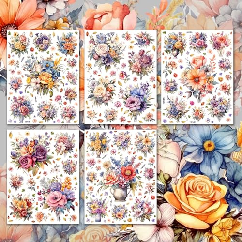 Decoupage Paper Pack (15 Sheets 8x11) Fantastic Gentle Floral Bouquets HANATABA Vintage Styled Ephemera Pictures for Decoupage Craft and Scrapbooking