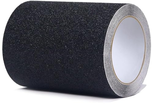 Halkfri tejp, 15 cm halkfria remsor, svart halkfria säkerhets-självhäftande remsor för stegar, trapppall och trappor och hjälp vid självhäftande byte av husdjurspikar