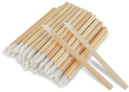 100 Stück Einweg Lippenpinsel, Lippenstift Stab Applikator Bambusgriff Einmal Lipgloss Concealer Pinsel Lippenapplikator Werkzeug