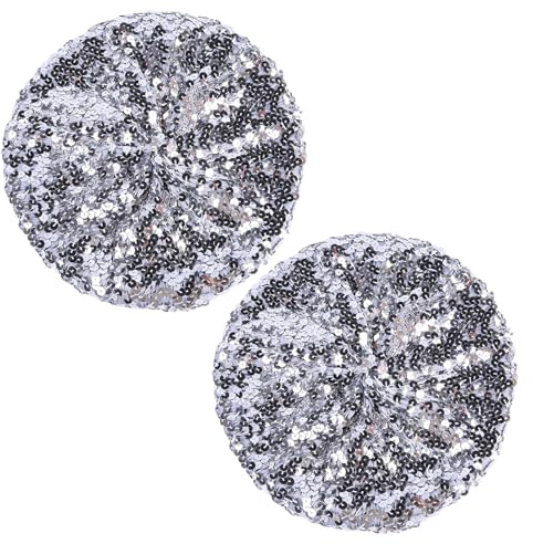 EUPSIIU 2 Pièces Chapeau à Paillettes, Béret à Paillettes Scintillantes, Tenue Disco, Accessoire Disco, Bonnet pour Soirée Dansante pour Fête à Thème Carnava, Taille Unique (Argent)
