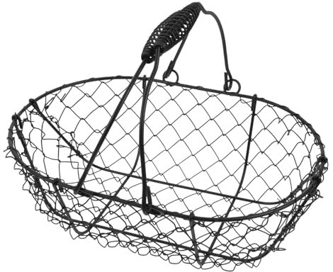 KOCKSHION Cestino Ferro Con Manico Per Uova Fresche Organizer Per Frutta e Verdura Cesto Multiuso Rete Per Cucina e Casa Design Elegante e Funzionale