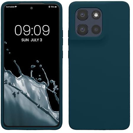 kwmobile Cover per Motorola Moto G86 5G Custodia - Back Case per Smartphone in Silicone TPU - Protezione Gommata - petrolio matt