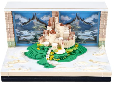 Calendrier hebdomadaire 2026 - Ville dans le ciel | Calendrier de bricolage avec château en papier comme décoration de bureau | Décoration d'hiver magique