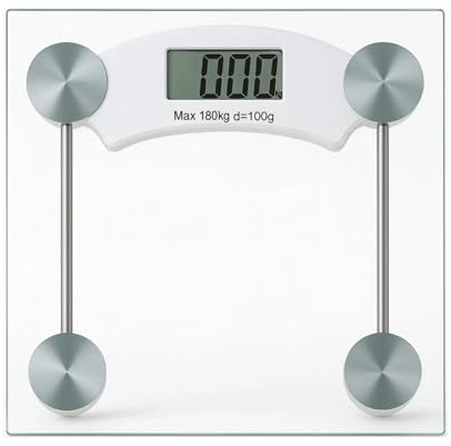 Rocard® Bilancia Pesapersone Digitale in Vetro Temperato 30x30 cm, 150 kg, Ultra Sottile, Display LCD, Accensione Automatica, Alta Precisione, Trasparente, Design Moderno