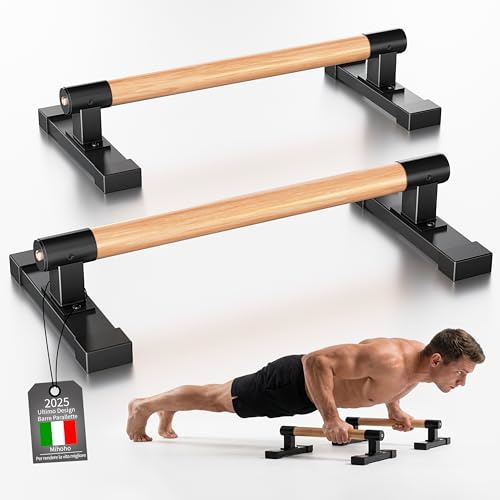 Barre parallele,Push Up Parallettes con Impugnatura in Legno per Calisthenics,verticali e allenamento della forza con manici in legno di faggio,attrezzatura fitness per dei muscoli de (Faggio)