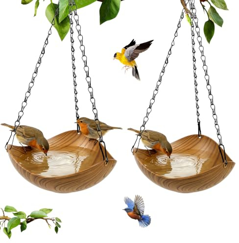 Abreuvoir Oiseaux Exterieur, 2 Pièces Mangeoire Oiseaux à Suspendre