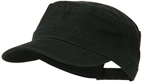 Garment Washed Adjustable Army Cap - Black OSFM