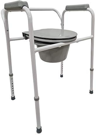 Sedia wc per anziani-Sedia comoda-Gabinetto portatile-Water disabili-Vaso da notte-Acciaio verniciato bianco-Seduta antiscivolo portata 150 chili