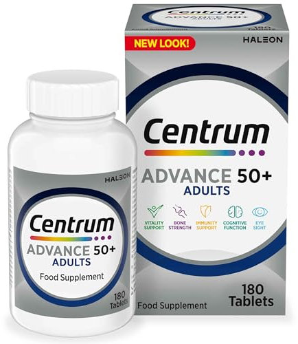 Centrum Advance 50+ Tablets Multivitamin & Mineral Supplements, with 24 essential nutrients, including vitamin D, C, Zinc, 180 ct