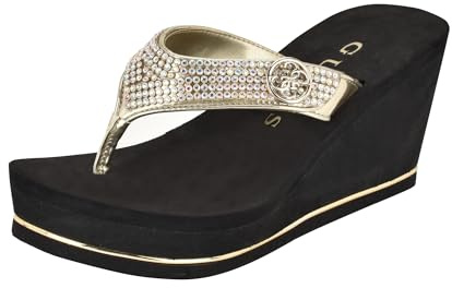 Guess Women's Sarraly4 Wedge Sandal, Gold 771, 8