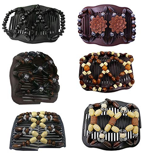 6 piezas pinzas de pelo africanas,peine de pelo mágico de mariposa elástica, cuentas de perlas elásticas,pinzas dobles para bricolaje,pinzas para el pelo para el cabello, peines para mujer mujeres
