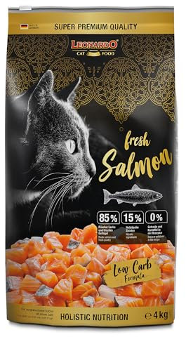 LEONARDO Fresh Salmon & Poultry [4kg] Katzenfutter | Trockenfutter mit 85% Frischfleisch für Katzen | Alleinfuttermittel für ausgewachsene Katzen Aller Rassen ab 1 Jahr
