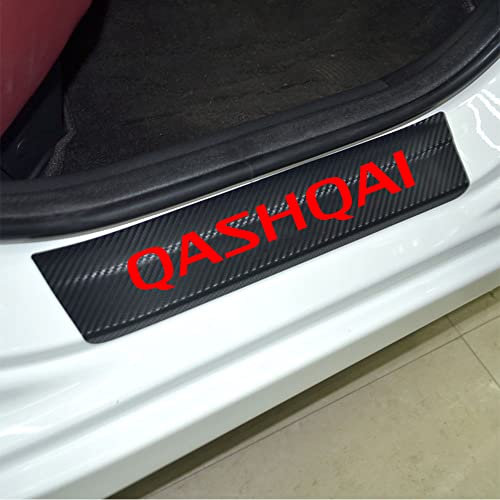 Qirc Karbonfaser-Auto-Türschwellenschutz, Trittschutz, für Nissan Qashqai Autotürschwellen-Aufkleber, Auto-Willkommens-Türschwellenschutz, Aufkleber, dekoratives Modellierzubehör (rot)