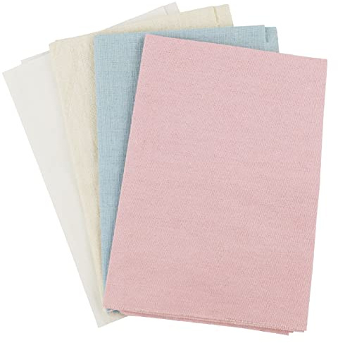 4 piezas de tela de costura, tela de bordado natural, tela de lino de punto de cruz, material de tela de bordado para hacer prendas de vestir, manualidades, aguja, 4 colores, 50x50 cm