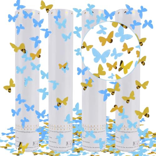 Konfettikanone Gender Reveal*4pcs, XiXiRan Konfettikanone Blau, Konfetti Popper Hochzeit, Party Popper Rosa, Konfetti Shooter, Konfetti Pistolen Set, Confetti Cannons, Konfettikanone Boy or Girl