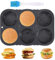 Dechoga Burger Buns Backform Silikon Rund 10cm Ø,Silikon Backform mit 6 Hohlräumen,Antihaft Silikon Brotform für Hamburger Brot Muffins Schokoladenkuchen Kuchen Kuchen Torte,Kichen Backwerkzeug