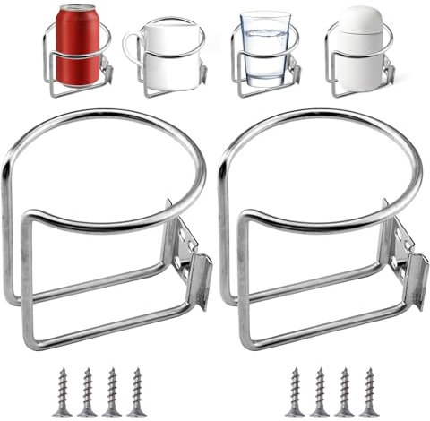 Lam-lord Car Cup Holder, 2Pcs Stainless Steel Boat Ring Cup Drink Holder, Universal Car Drink Holder with Screws Car Bottle Holder Anti-Rocking Cup Holder Prevent Tilting for Boat, Car, Truck, RV