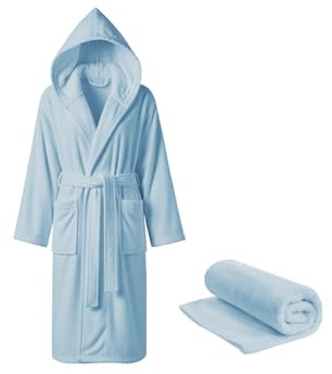 BIANCHERIAWEB Accappatoio Con Cappuccio Tinta Unita, 100% Cotone, Asciugatura Rapida, Uomo Donna Unisex, In Spugna con Tasche e Cintura, Morbido Assorbente Resistente e Lavabile in Lavatrice