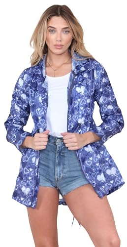 kraftd Womens Raincoat Ladies Rain Jackets Waterproof Showerproof Lightweight Hooded Rain Mac