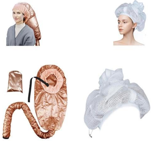 Net Plopping Cap für Lockiges Haar, Upgraded 2 in 1 satin Diffuser Cap for Curly Hair, Trockenhauben für Haare, Netz-Duschhauben Set, netz-plopping-kappe zum trocknen von lockigem haar