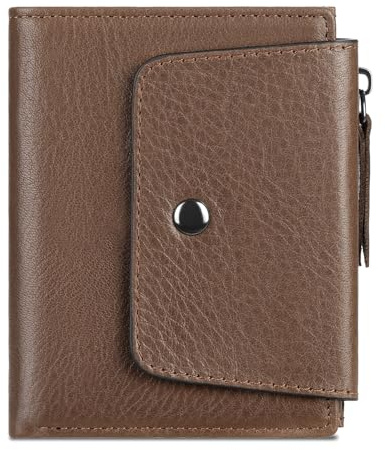 GOIACII Herren-Geldbörse, RFID-blockierend, Retro-Stil, Leder, mit Münzfach mit Reißverschluss, 6 Kreditkartenfächer, 1 Geldscheinfach, 1 Ausweisfenster, Light Curry, Retro