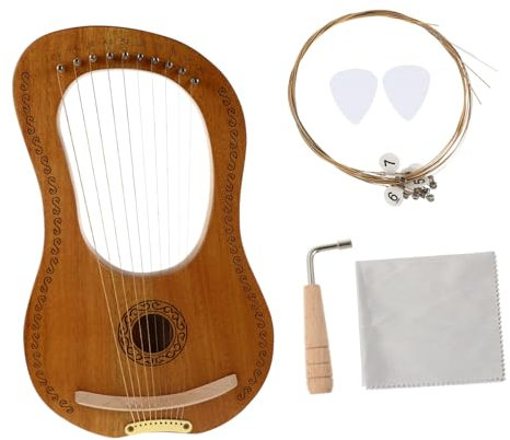 TOGEVAL Saitige Lyra Harfe Aus Holz Antiker Stil Warm Klingendes Musikinstrument Mit Professionellem Stimmstab Und Extra Saiten Leicht Tragbar Geeignet Für Anfänger Und Musiker