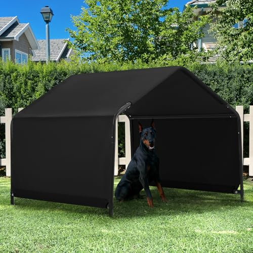 Yokaniwa Dog Shade Shelter Outdoor 4'x4'x3' Tent for Large Medium Dogs, Outside Sun Rain Canopy Pet House for Cats Pigs Livestock with Waterproof Roof Ground Nails,Black