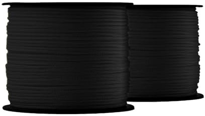 SNURO Corda di nylon (1mm, 2x100M, nero) - Fune nera in poliammide intrecciata per qualsiasi applicazione - Resistente alle intemperie - Corda da muratore - Forza di rottura 30kg