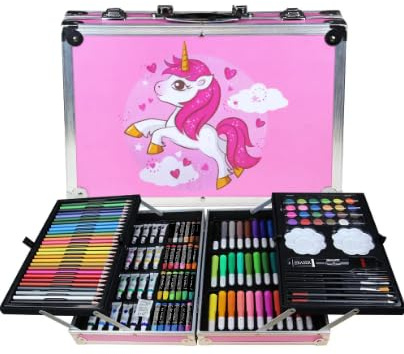 ZOLTA Premium Malkoffer Deluxe 145-teilig Malset für Kinder Anfänger Tolles Buntstifte Set, Wasserfarben, Ölpastellfarbe, zeichenstifte, Bleistifte als Zeichenset Geschenk Kinder