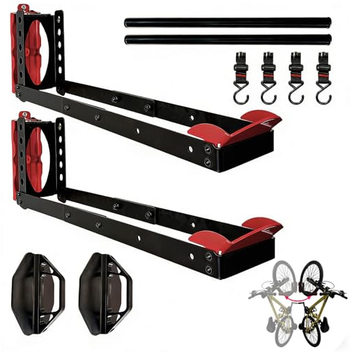 Soporte de pared plegable para bicicleta, soporte giratorio resistente con patines antideslizantes, soporte de pared que ahorra espacio para garajes y casas (2 piezas)