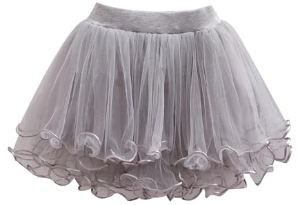 Tüllrock Kinder Mädchen Tutu Ballettrock Tüll Tütü Rock 50er Rock Festliche Party Tüllrock Tanzkleid Klassische Petticoat Karneval Kostüm Grau, 152