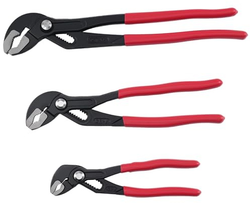maXpeedingrods Juego de 3 alicates para tubos de instalación, auto-tensados, antideslizantes, 180, 250, 300, alicates para bombas de agua, 7, 10 y 12, acero al carbono