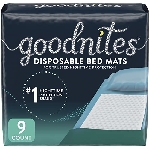 Goodnites Disposable Bed Pads/Mats for Bedwetting, 2.4 x 2.8 ft, 9 Ct