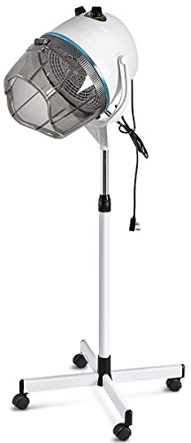CASART Hair Dryer Stand with Adjustable Temperature Height and Timer, Portable Salon Hairdryer Hood Professional Floor Hairdresser (White)