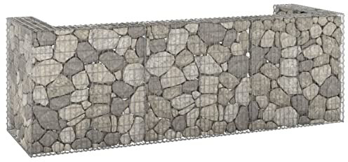 ANGYANG Gabionenwand für Mülltonne, Gabionen Zaun, Mülltonnenverkleidung, Gabionenkörbe, Steine Für Gabionen, Steingabionen,n Verzinkter Stahl 320x100x110 cm
