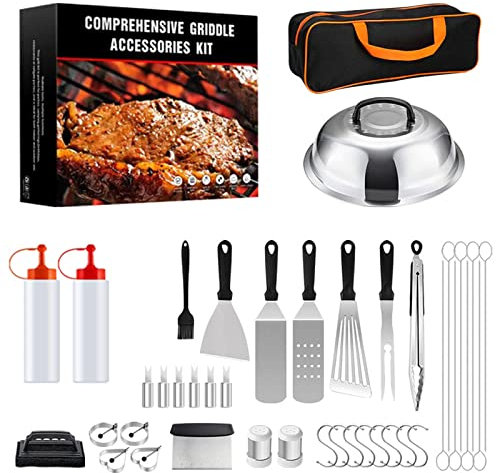 42 Stück Grill Zubehör Set, BBQ Grillbesteck Set Gasgrill Zubehör Set Grillbesteck Set für Gasgrill Grillset Edelstahl mit Grillkoffer, Grillzubehör BBQ für Garten und Camping für Männer und Frauen
