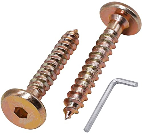 SKIR'CO (40 st) Gul zinkpläterad träkopplingsskruv 6,5 x 40 mm, möbelkopplingsskruvar, platt huvud